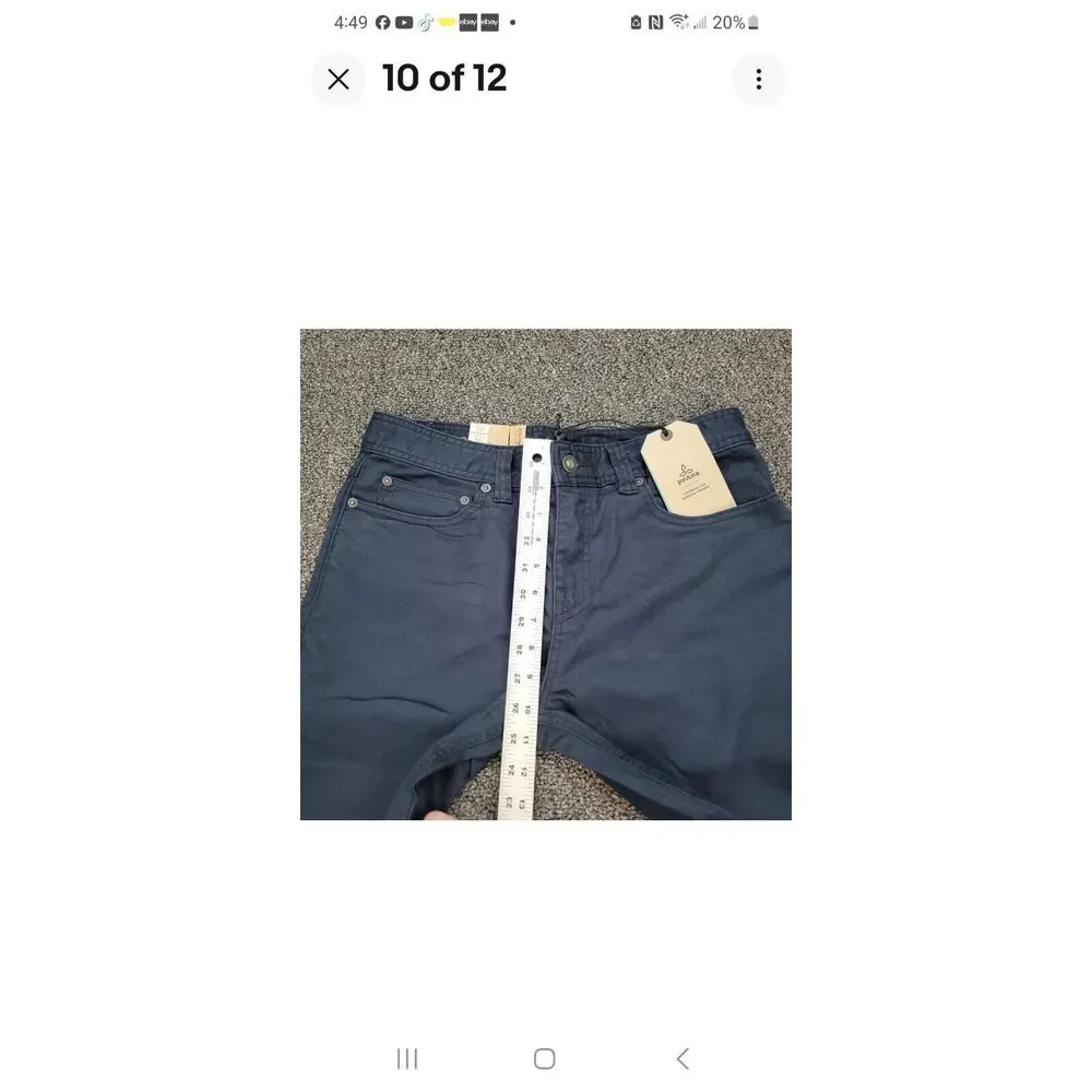 Prana Bridger Jeans Mens 30x36 Indie Blue Slim Straight Stretch 5 Pocket Organic